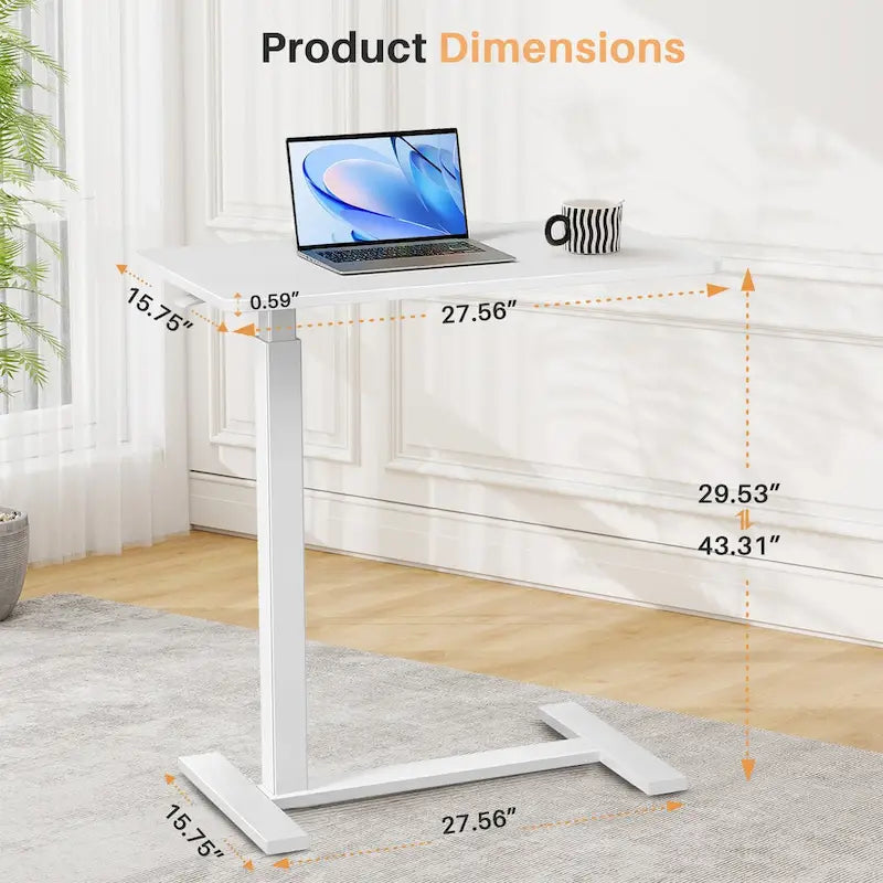 Bureau debout mobile avec roues, bureau pour ordinateur portable pneumatique, chariot d'ordinateur roulant, petit bureau réglable en hauteur, pour la maison